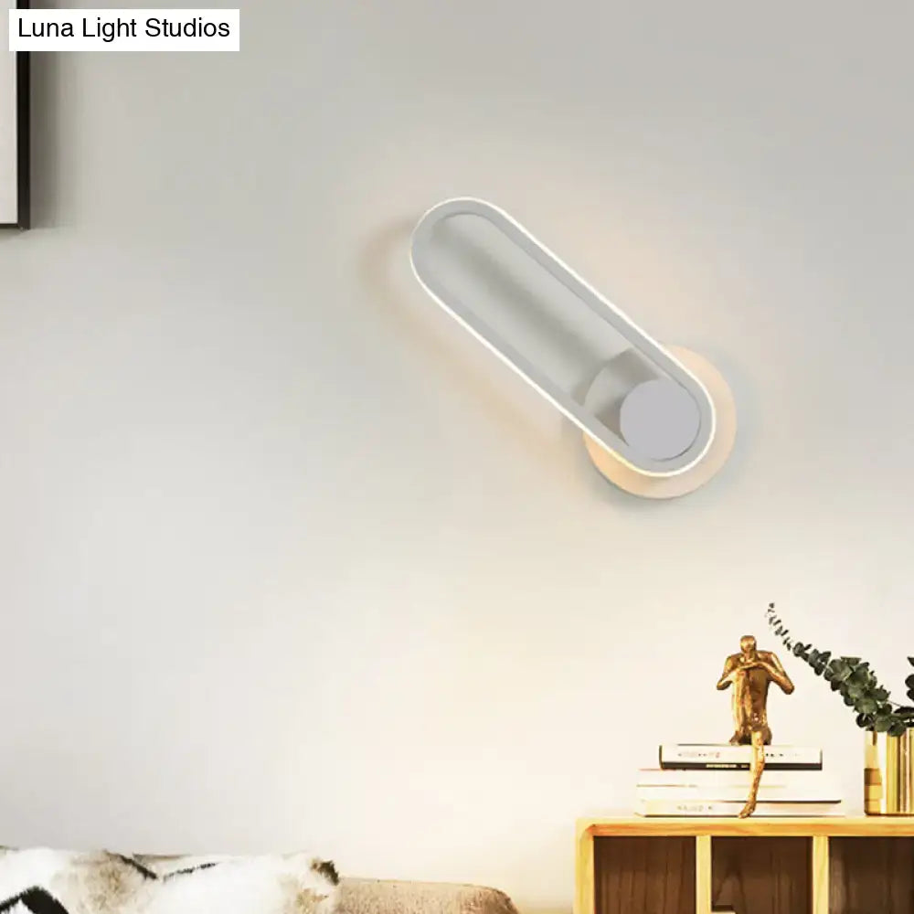 DecorBites™ Modern Bedside LED Sconce Lamp - Simple Black/White Wall Light with Aluminum Frame, Oval Design, Warm/White Light