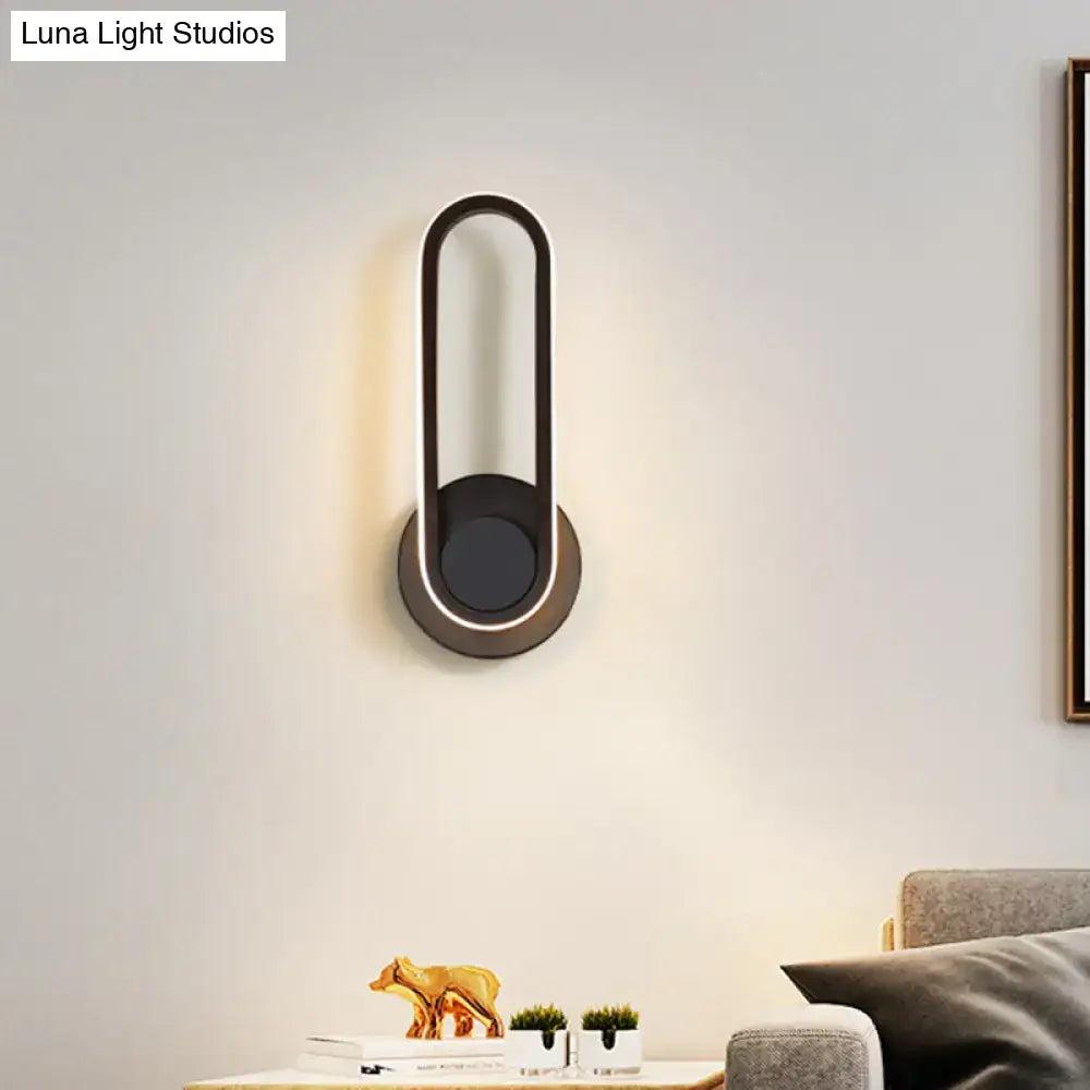 DecorBites™ Modern Bedside LED Sconce Lamp - Simple Black/White Wall Light with Aluminum Frame, Oval Design, Warm/White Light