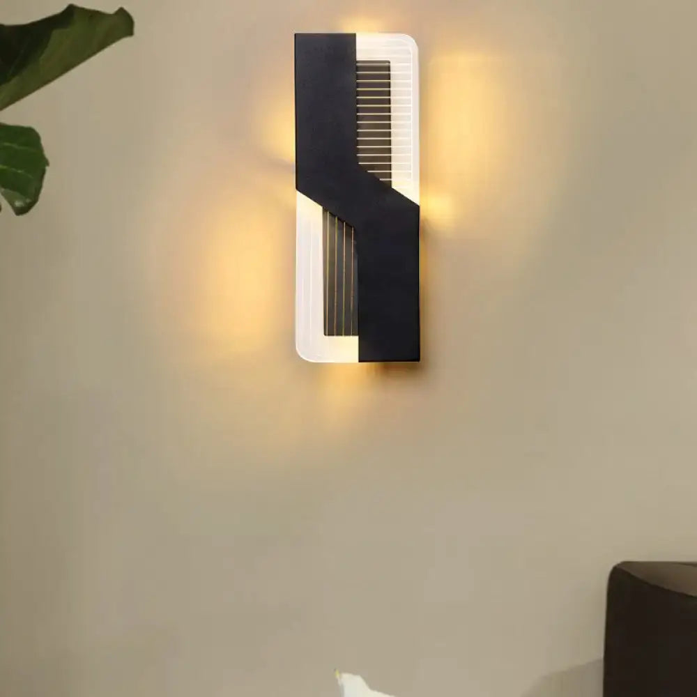 Modern black & white angular led wall mount light bedroom sconce