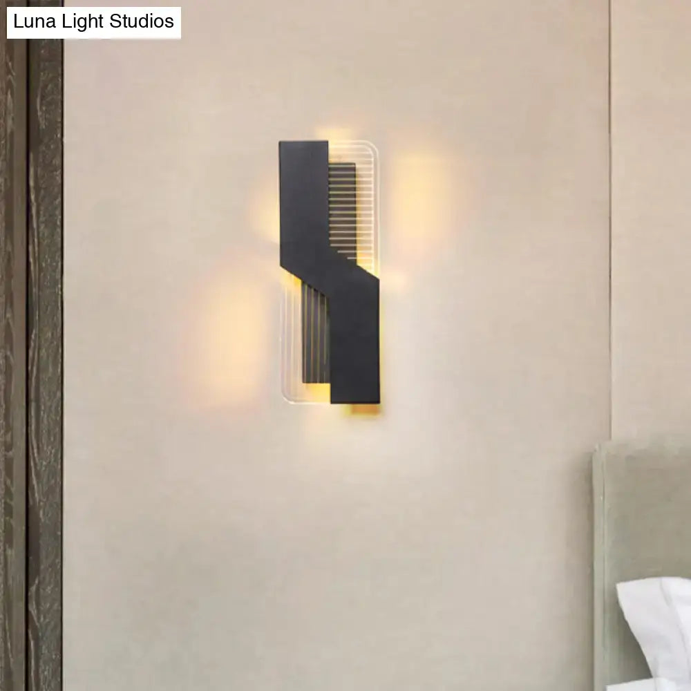 Modern black & white angular led wall mount light bedroom sconce