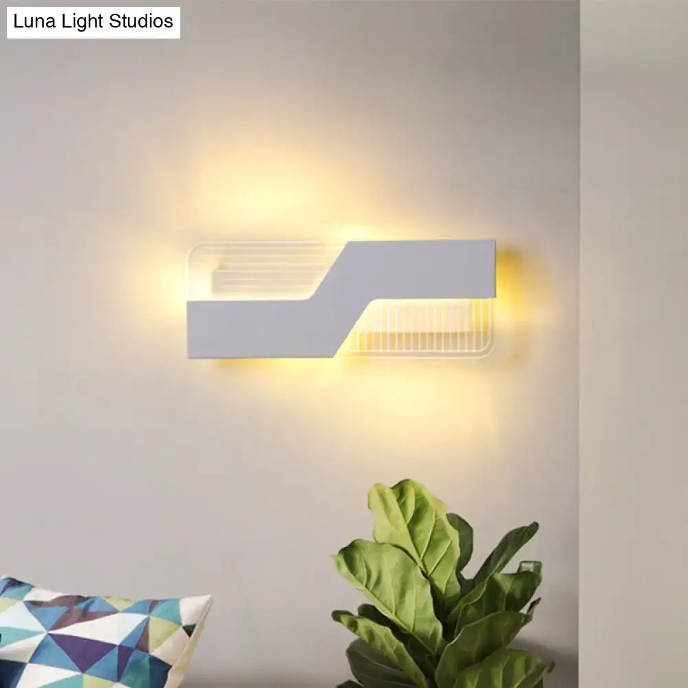 Modern black & white angular led wall mount light bedroom sconce
