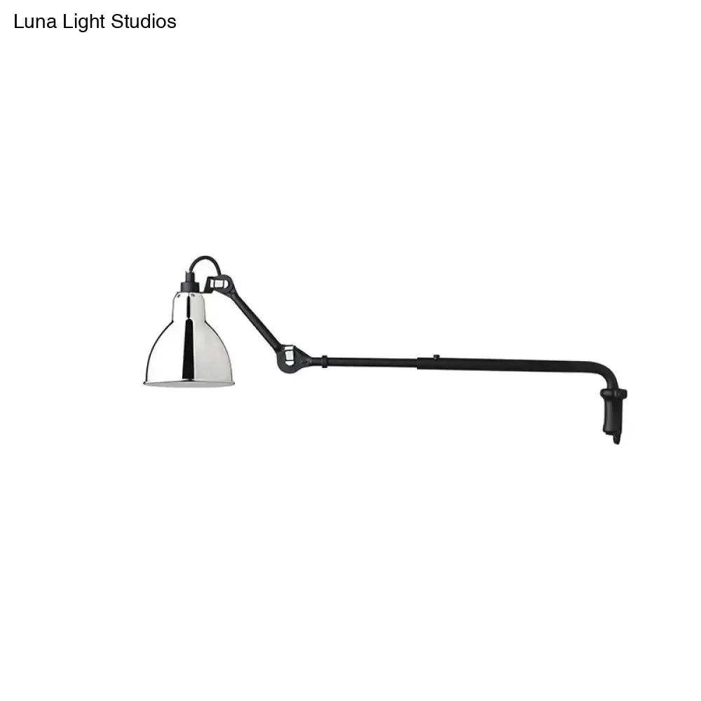 DecorBites™ Modernist Metallic Bowl Wall Sconce with 1 Light - Black/White Fixture for Bedroom Lighting