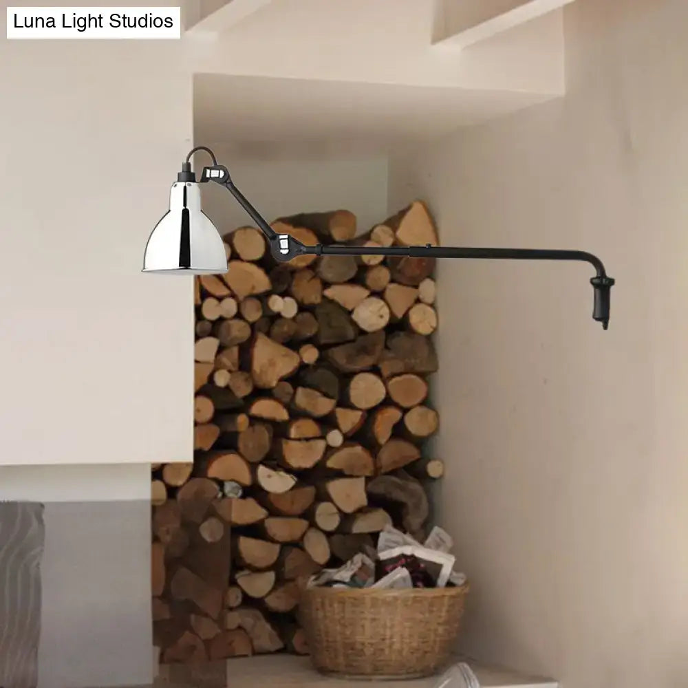 DecorBites™ Modernist Metallic Bowl Wall Sconce with 1 Light - Black/White Fixture for Bedroom Lighting