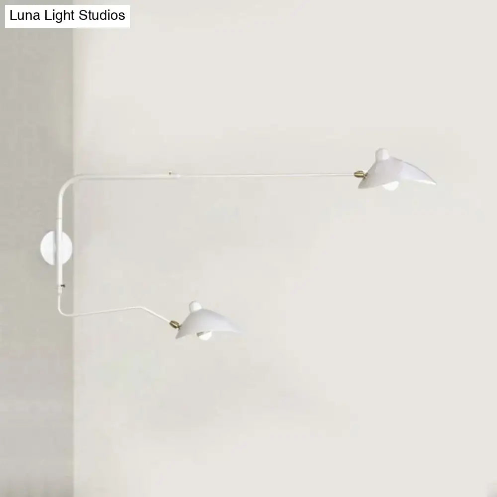 DecorBites™ Modern 1/2-Light Wall Sconce with Curved Arm & Metallic Shade - Black/White Wall Mounted Lamp for Living Room