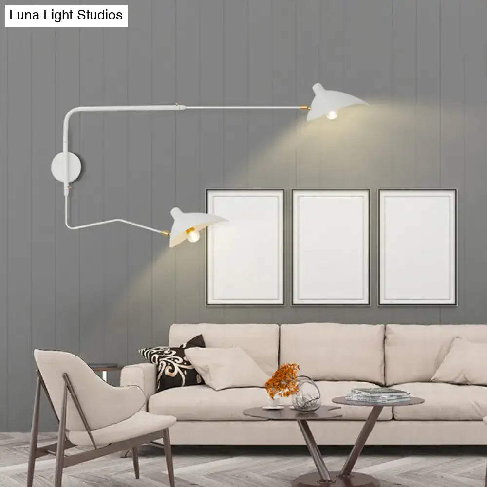 DecorBites™ Modern 1/2-Light Wall Sconce with Curved Arm & Metallic Shade - Black/White Wall Mounted Lamp for Living Room