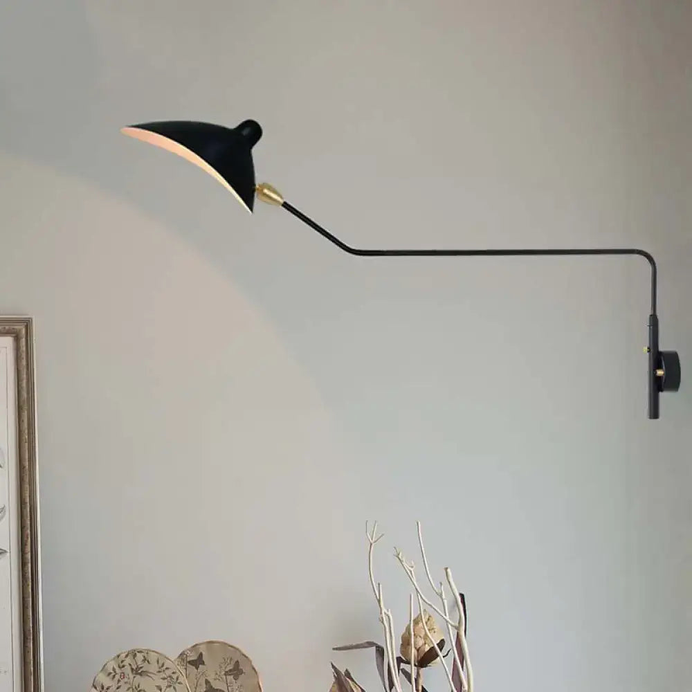 DecorBites™ Modern 1/2-Light Wall Sconce with Curved Arm & Metallic Shade - Black/White Wall Mounted Lamp for Living Room