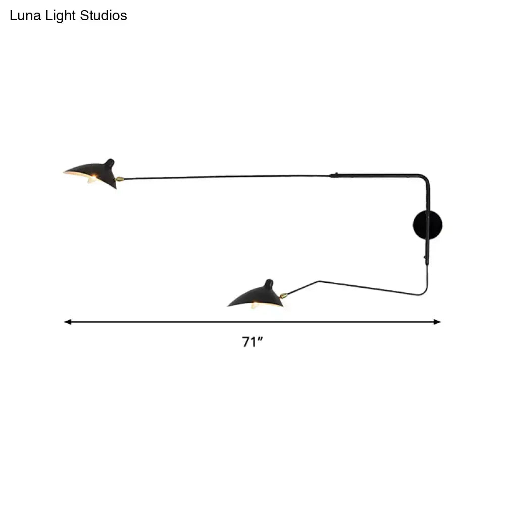 DecorBites™ Modern 1/2-Light Wall Sconce with Curved Arm & Metallic Shade - Black/White Wall Mounted Lamp for Living Room