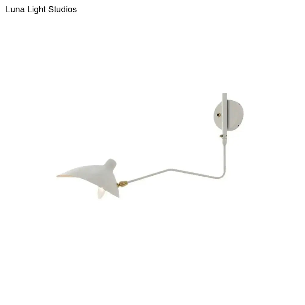 DecorBites™ Modern 1/2-Light Wall Sconce with Curved Arm & Metallic Shade - Black/White Wall Mounted Lamp for Living Room