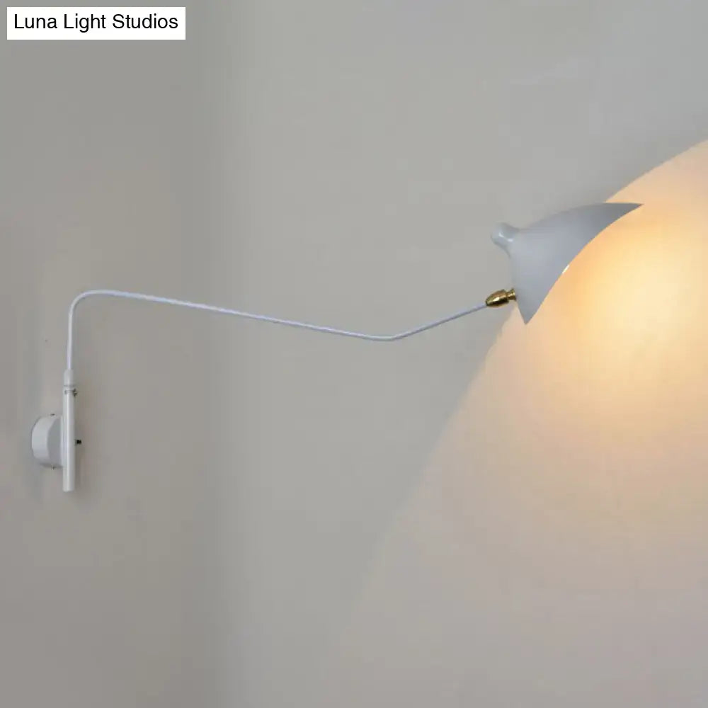 DecorBites™ Modern 1/2-Light Wall Sconce with Curved Arm & Metallic Shade - Black/White Wall Mounted Lamp for Living Room