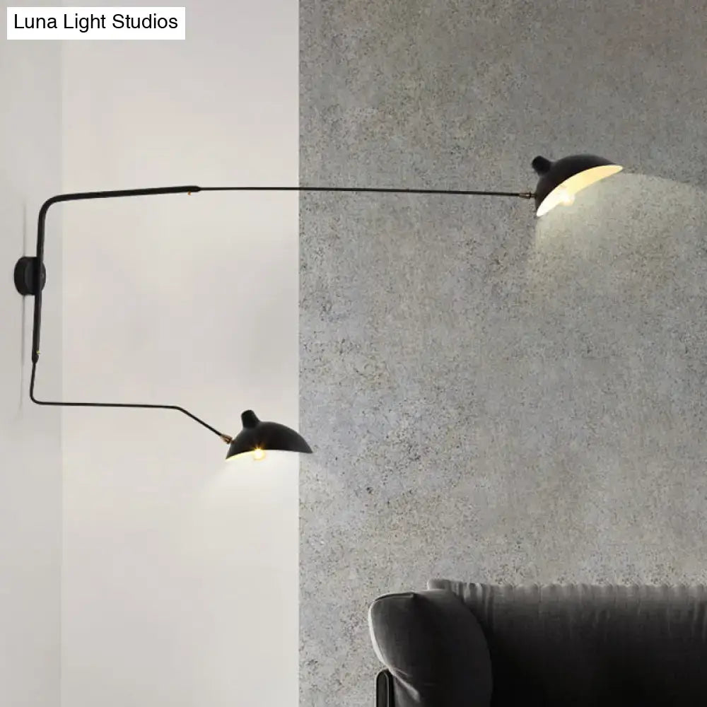 DecorBites™ Modern 1/2-Light Wall Sconce with Curved Arm & Metallic Shade - Black/White Wall Mounted Lamp for Living Room