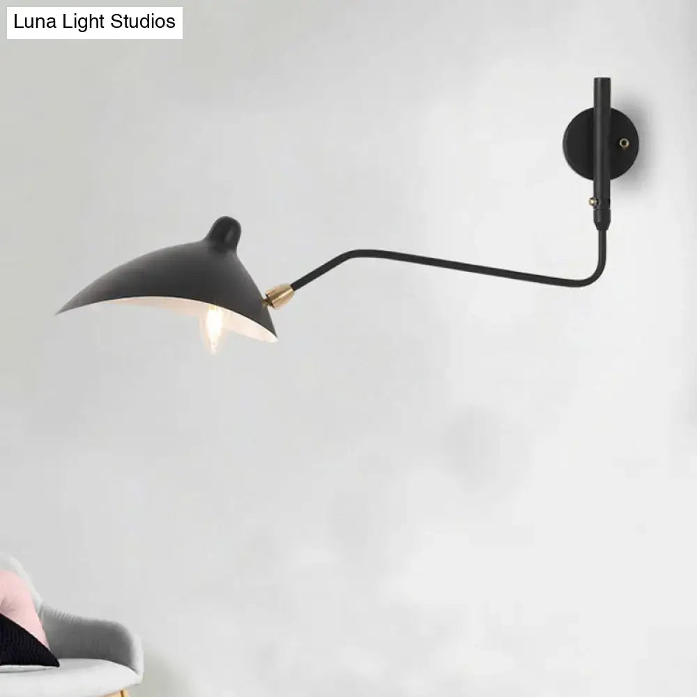 DecorBites™ Modern 1/2-Light Wall Sconce with Curved Arm & Metallic Shade - Black/White Wall Mounted Lamp for Living Room