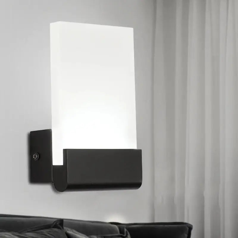 DecorBites™ 4" Wide Acrylic LED Sconce Light - Black/White Cuboid Design with Warm/White Lighting Options