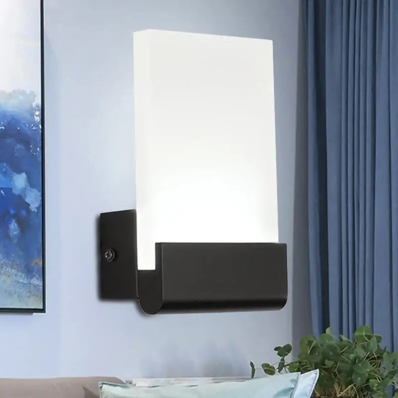 DecorBites™ 4" Wide Acrylic LED Sconce Light - Black/White Cuboid Design with Warm/White Lighting Options
