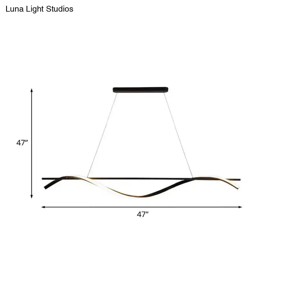 DecorBites™ Acrylic Swirling Island Pendant Light with LED, Black Hanging Ceiling Lamp (39"/47" W) in White/Warm Light