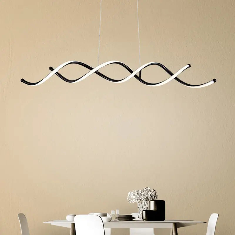 Modern black & white curved led pendant ceiling light dining room