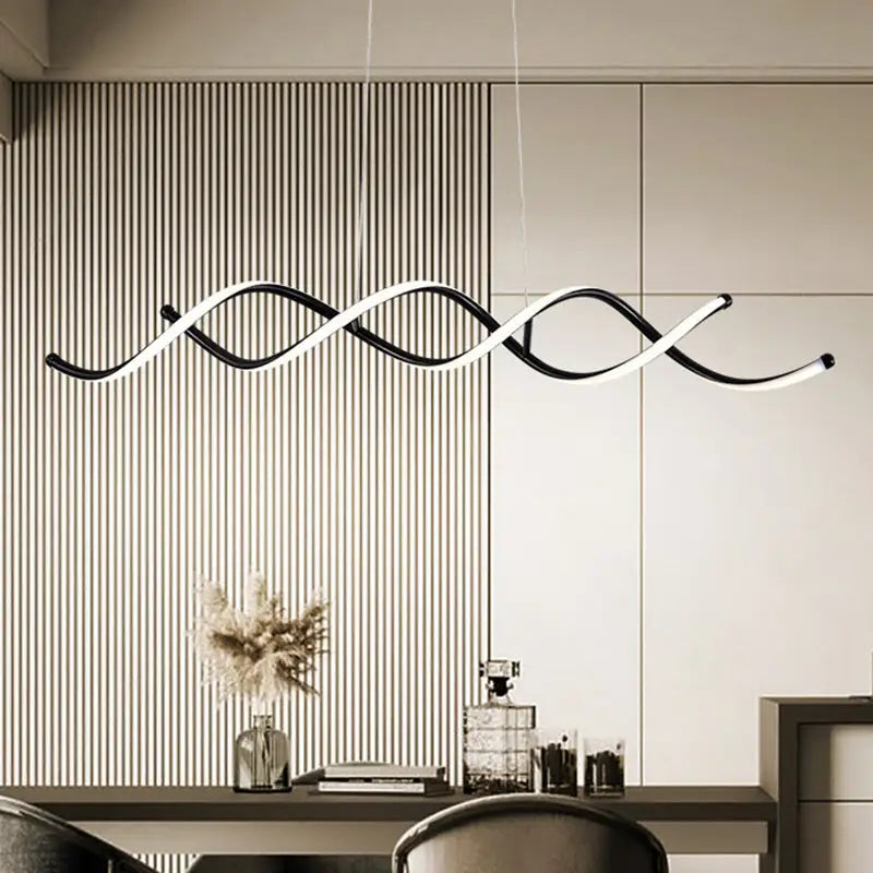 Modern black & white curved led pendant ceiling light dining room