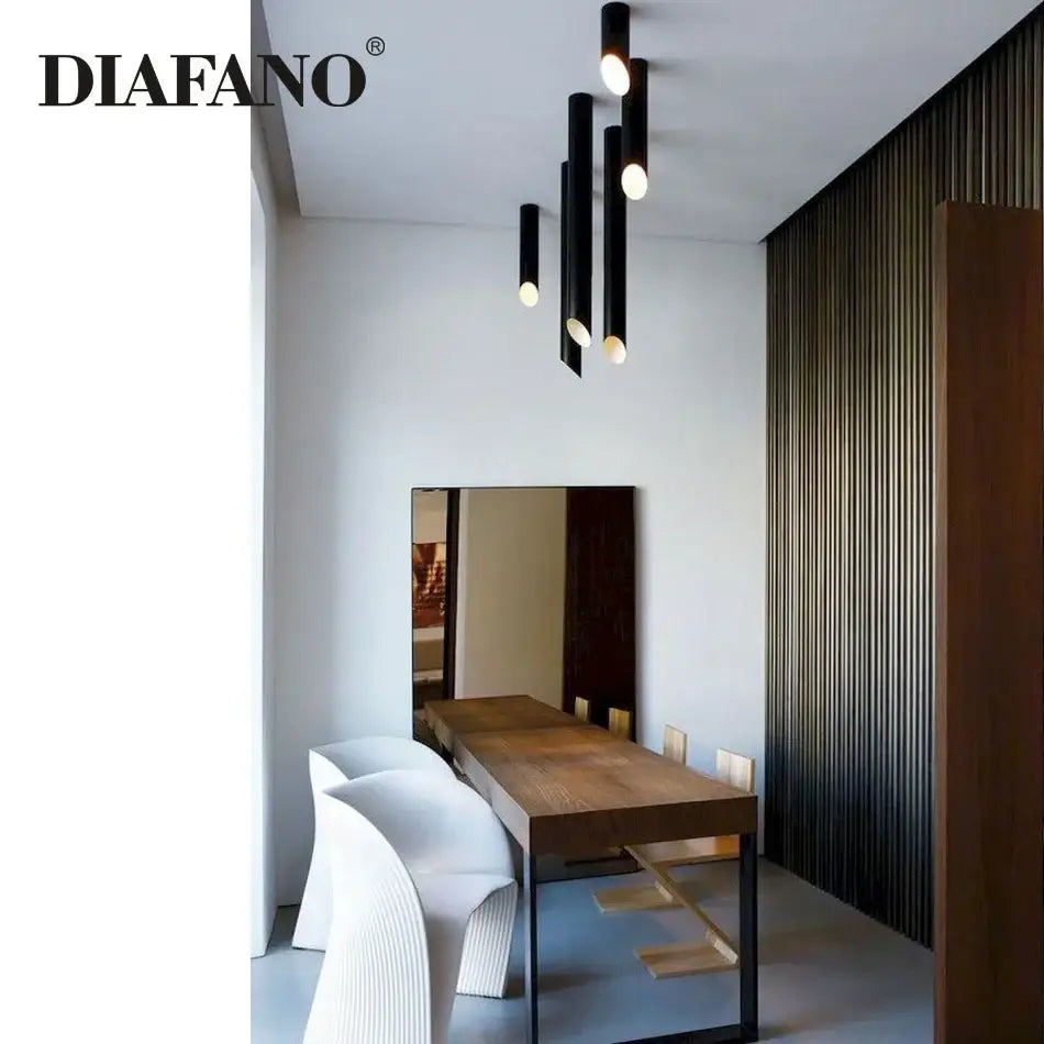 Modern black & white cylindrical led ceiling light for kitchen
