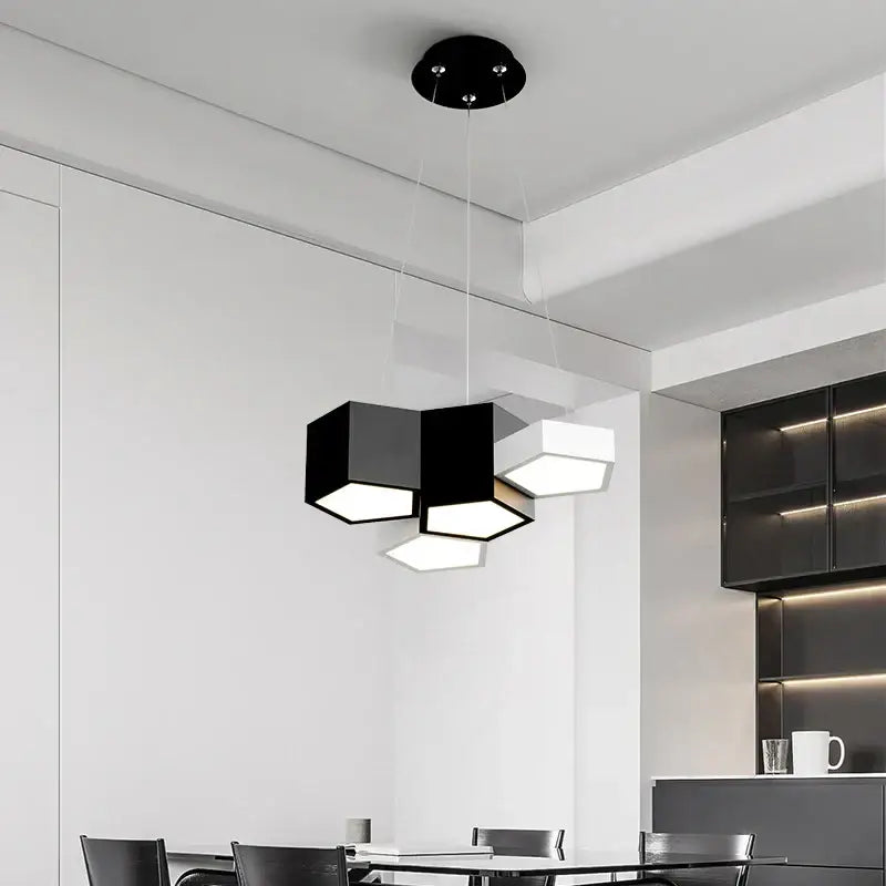 Modern black white diamond led chandelier living room pendant light