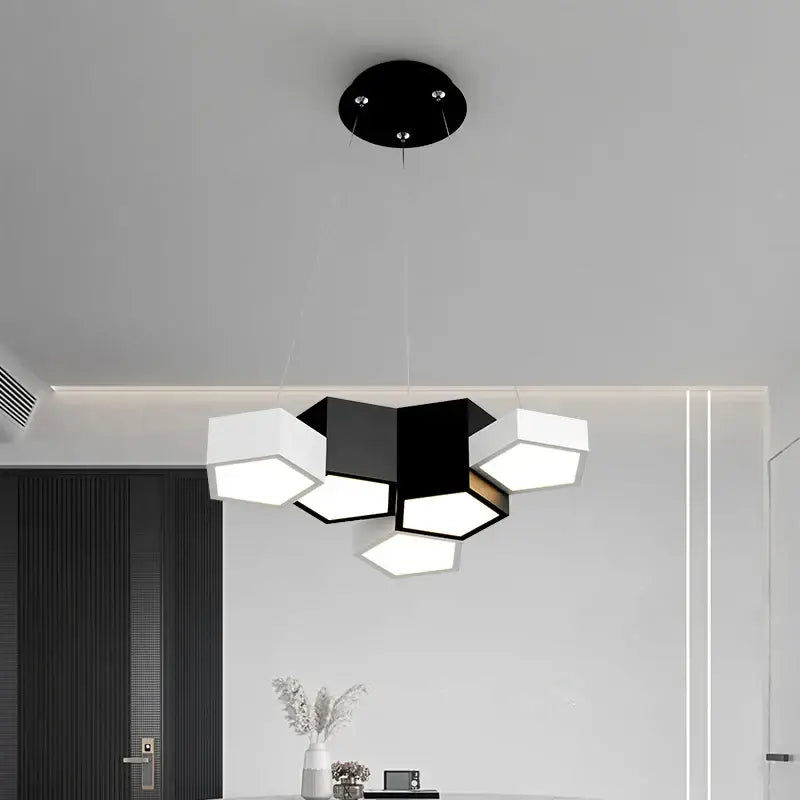 Modern black white diamond led chandelier living room pendant light