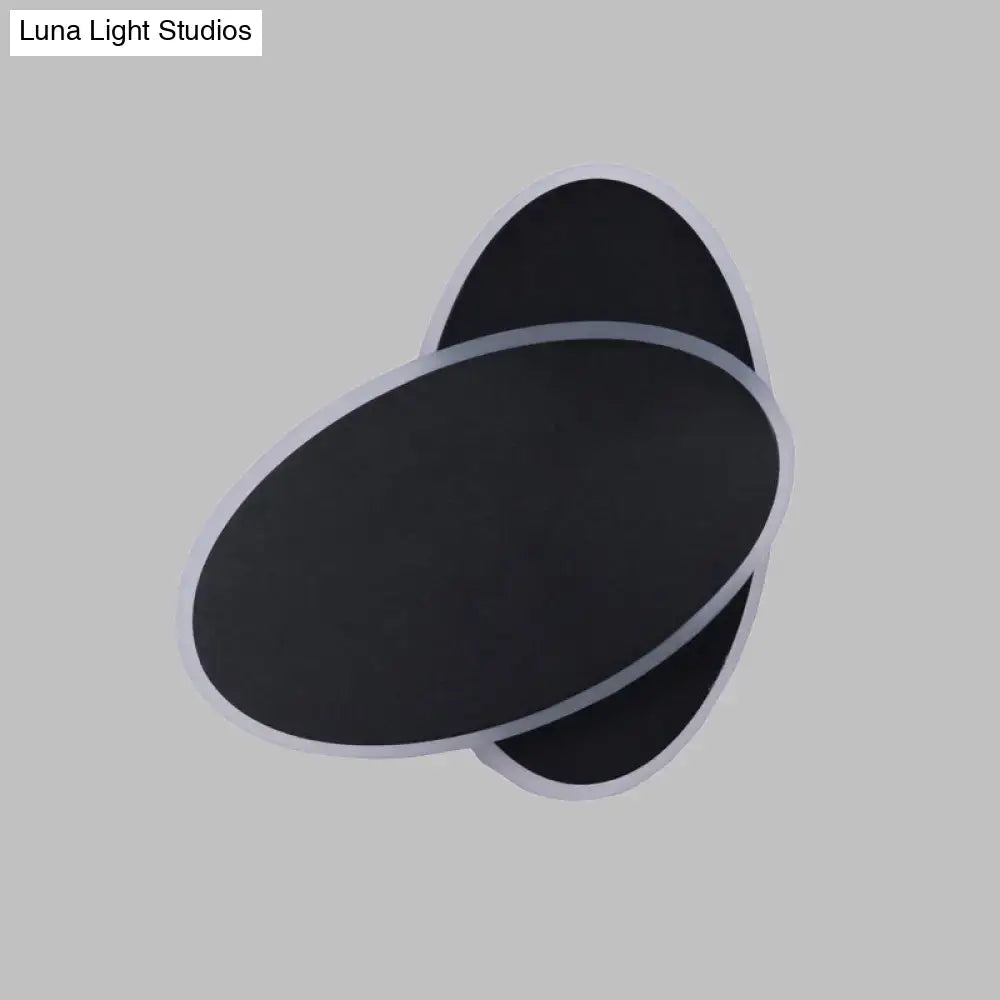 Modern black & white double oval wall sconce lamp bedroom light
