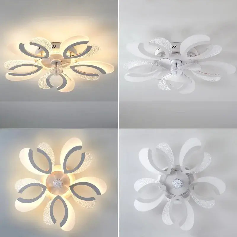 Modern black & white floral ceiling fan light – living room led