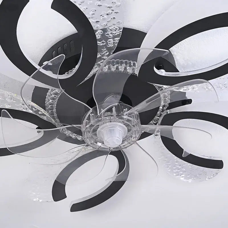Modern black & white floral ceiling fan light – living room led
