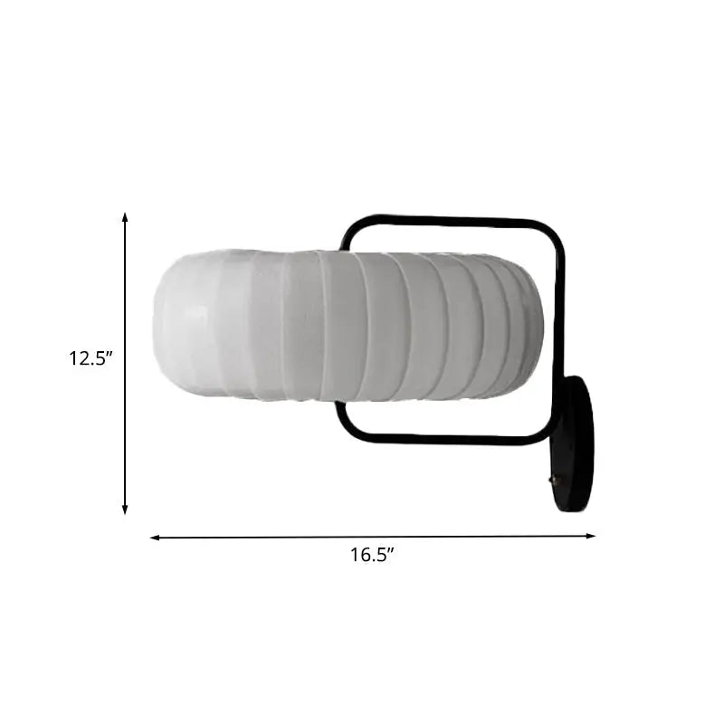 Modern black & white gathered fabric pumpkin wall sconce bedroom light