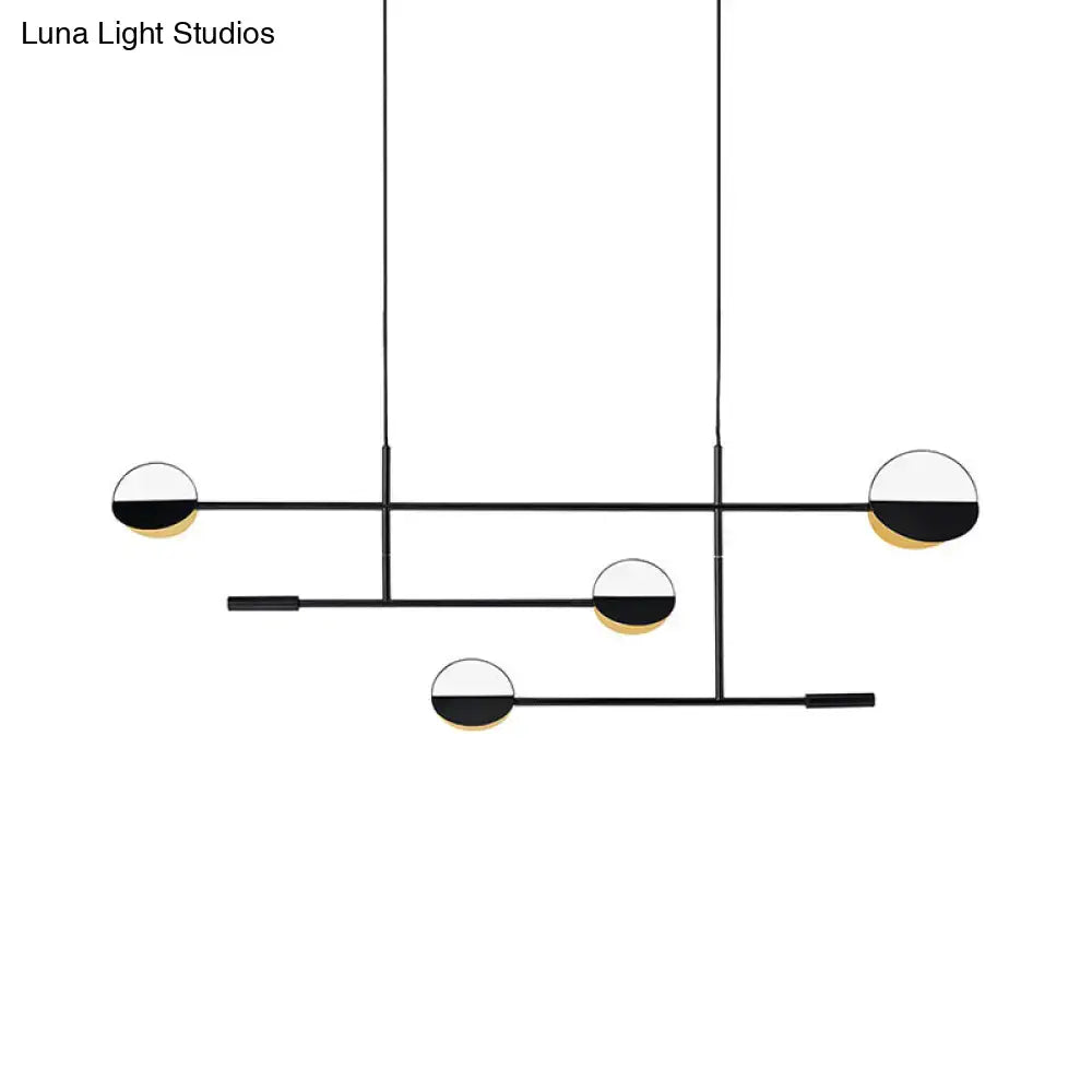 Modern black & white geometric pendant light fixture kitchen island