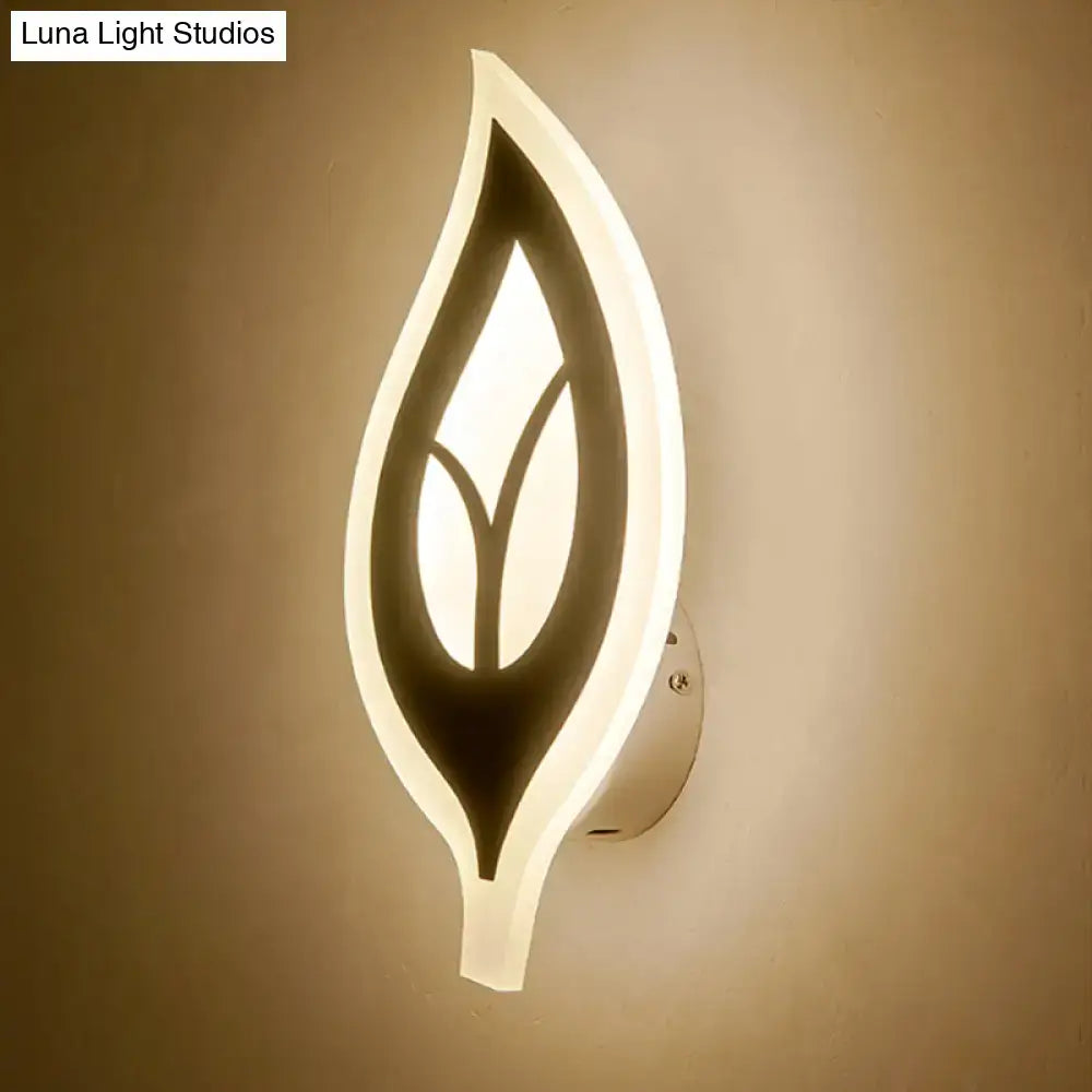 Modern black & white leaf sconce light bedroom wall lamp