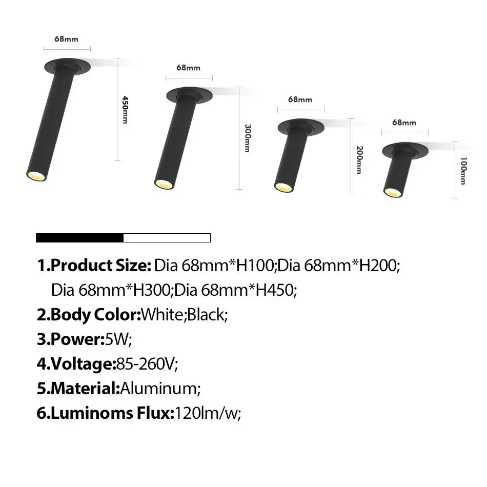 Modern black & white led bar ceiling spotlight kitchen lighting
