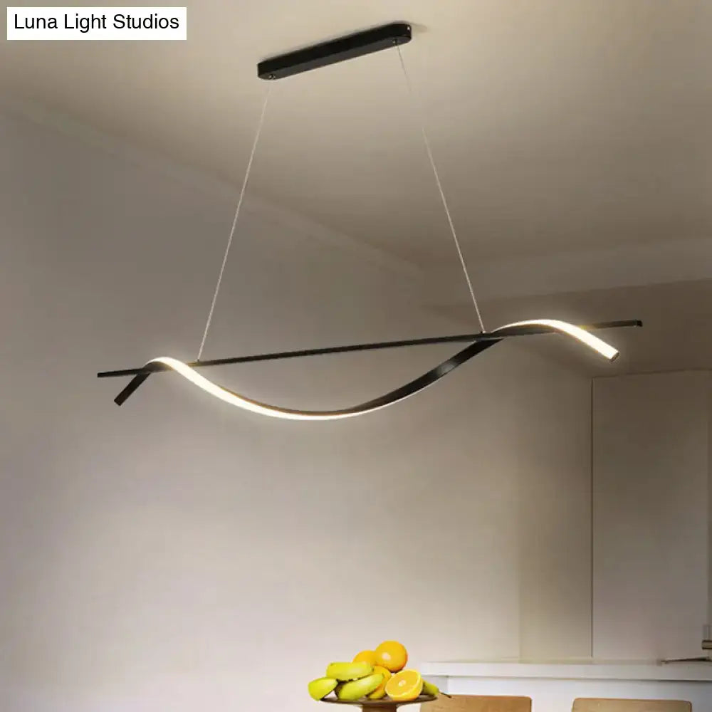DecorBites™ Contemporary Black LED Hanging Lamp for Restaurants - Simplicity Curved Design