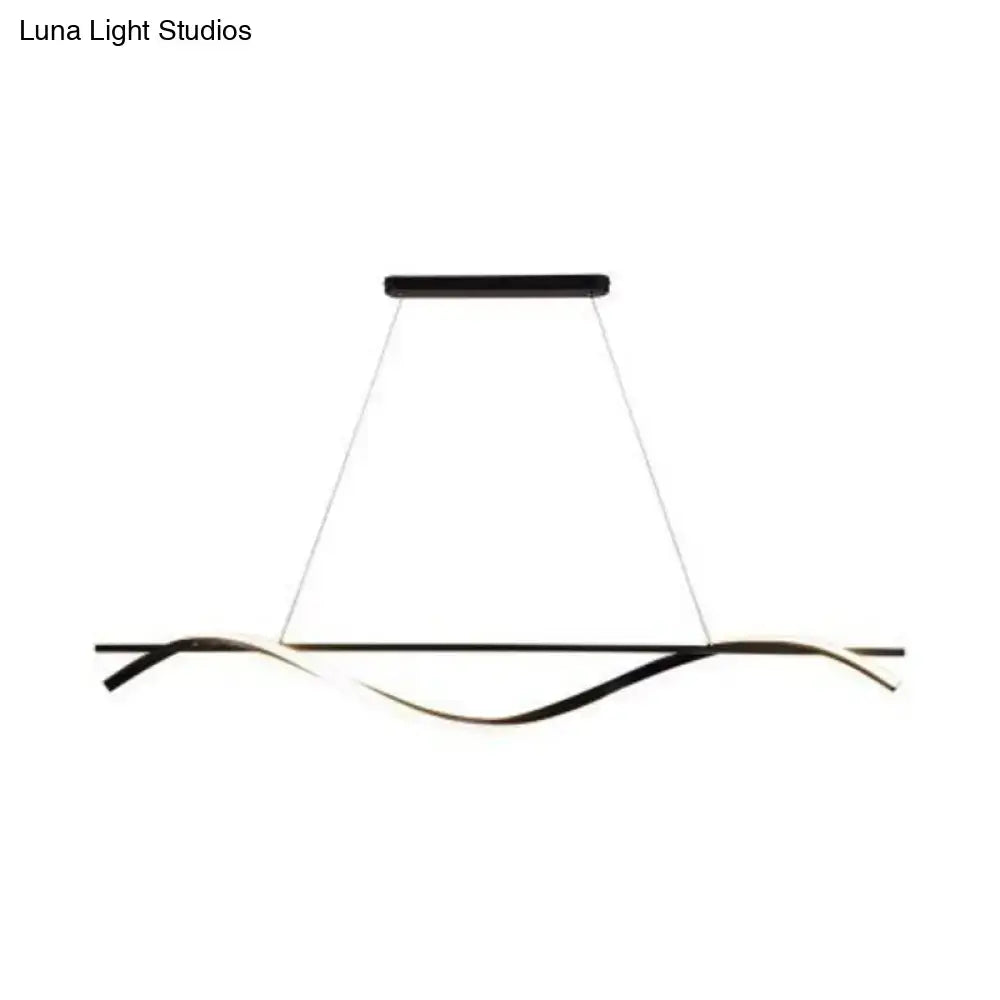 DecorBites™ Contemporary Black LED Hanging Lamp for Restaurants - Simplicity Curved Design