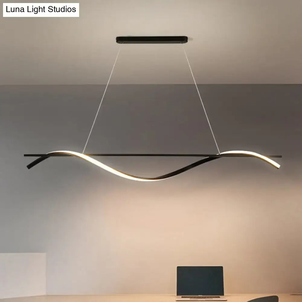 DecorBites™ Contemporary Black LED Hanging Lamp for Restaurants - Simplicity Curved Design