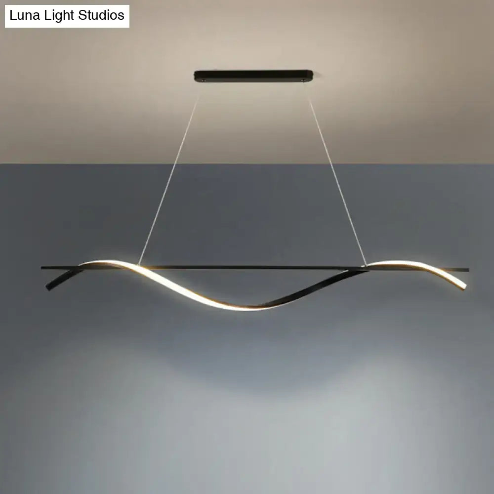 DecorBites™ Contemporary Black LED Hanging Lamp for Restaurants - Simplicity Curved Design