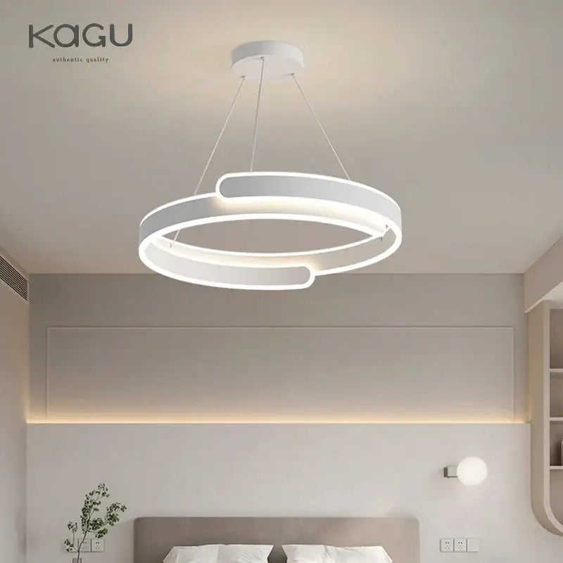 Modern black & white led ring chandelier living room pendant light