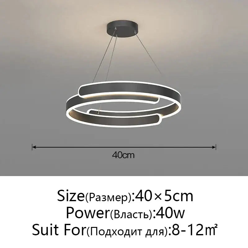 Modern black & white led ring chandelier living room pendant light
