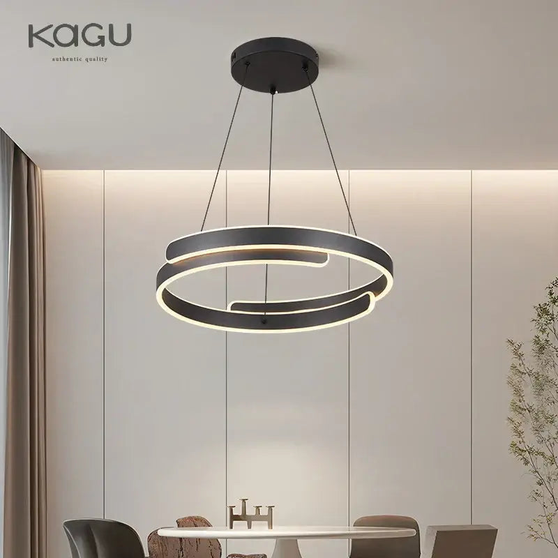 Modern black & white led ring chandelier living room pendant light