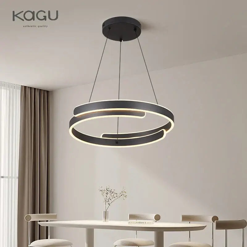 Modern black & white led ring chandelier living room pendant light