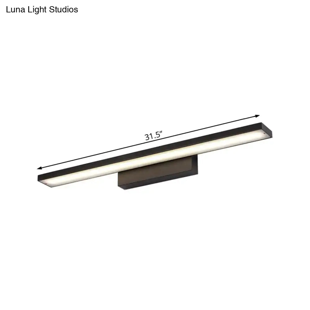 DecorBites™ Sleek Black/White Vanity Lamp w/ Rectangular Shade & LED Acrylic Wall Light - 16"/23.5" Simplistic Fixture for Mirrors