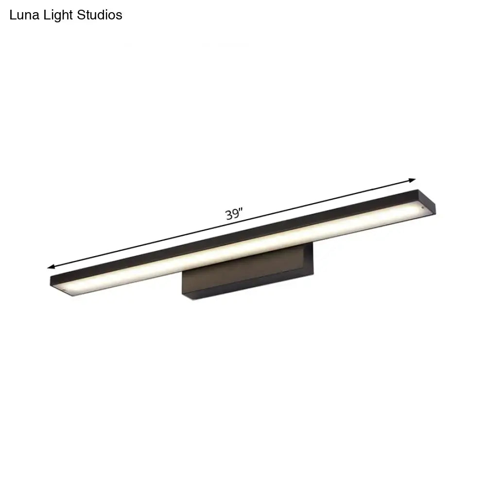 DecorBites™ Sleek Black/White Vanity Lamp w/ Rectangular Shade & LED Acrylic Wall Light - 16"/23.5" Simplistic Fixture for Mirrors