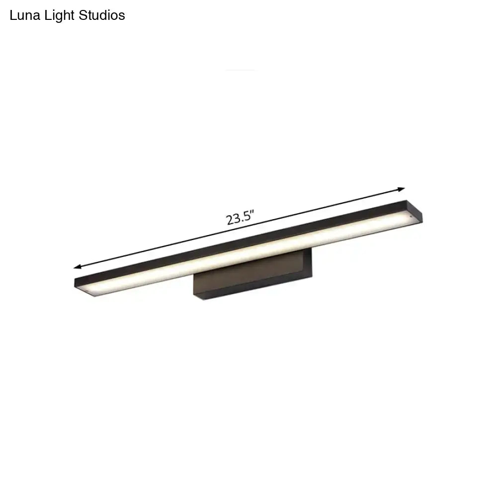 DecorBites™ Sleek Black/White Vanity Lamp w/ Rectangular Shade & LED Acrylic Wall Light - 16"/23.5" Simplistic Fixture for Mirrors