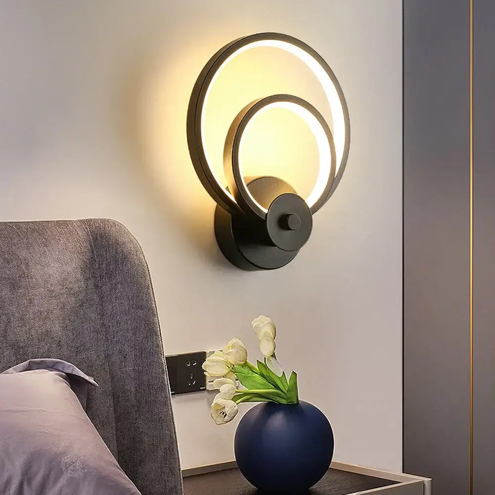 Modern black & white led wall light – bedroom geometric sconce
