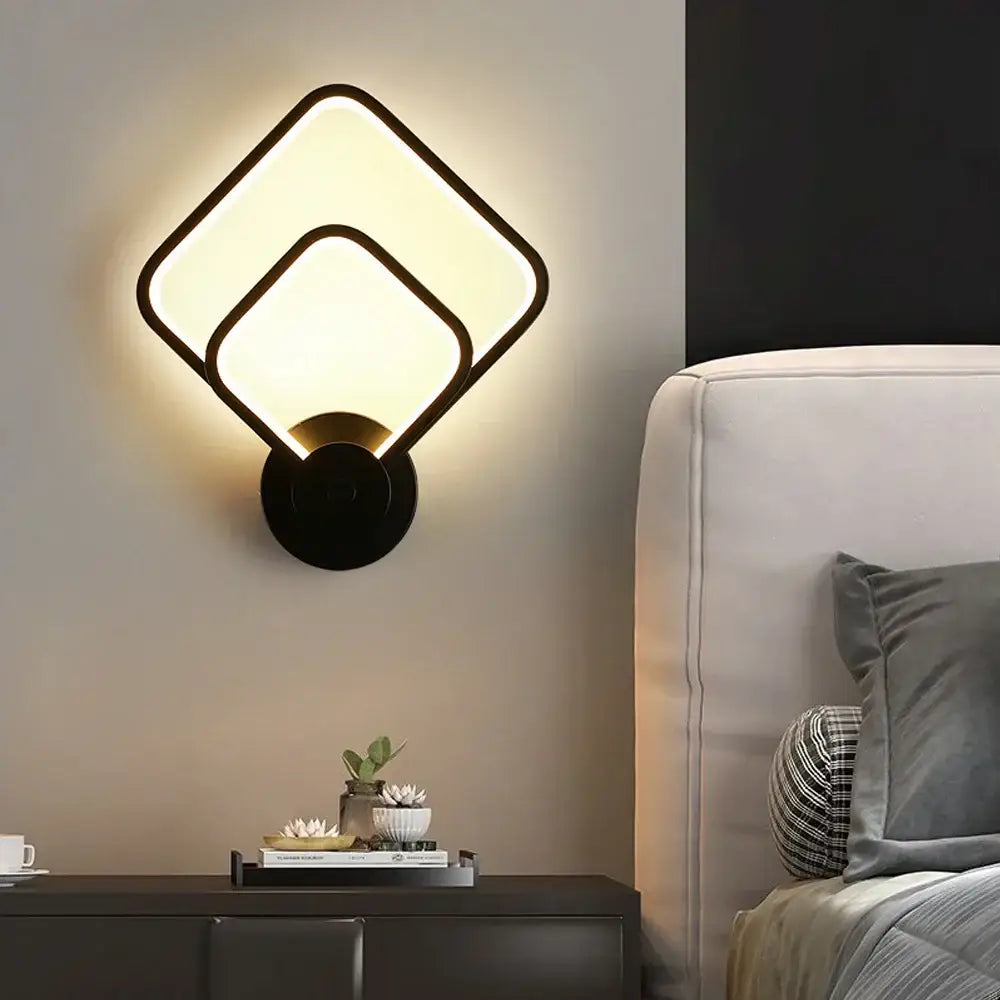 Modern black & white led wall light – bedroom geometric sconce