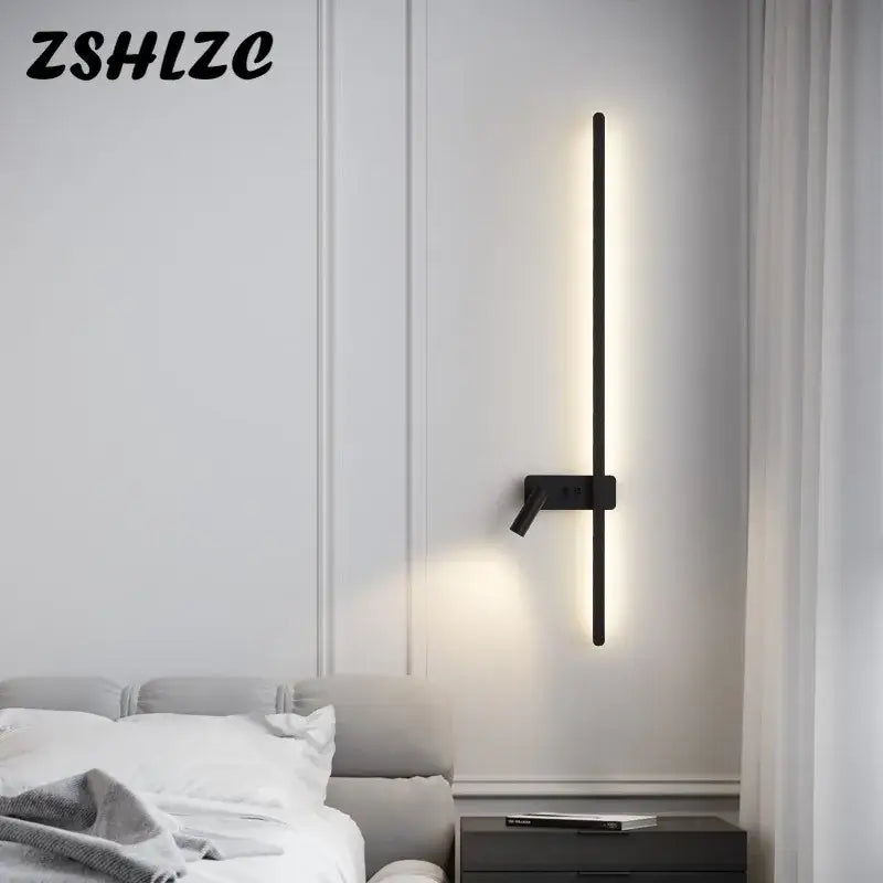 Modern black & white led wall sconce bedroom adjustable spotlight