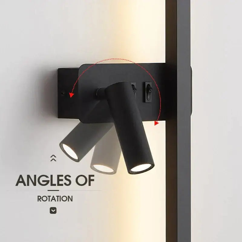 Modern black & white led wall sconce bedroom adjustable spotlight