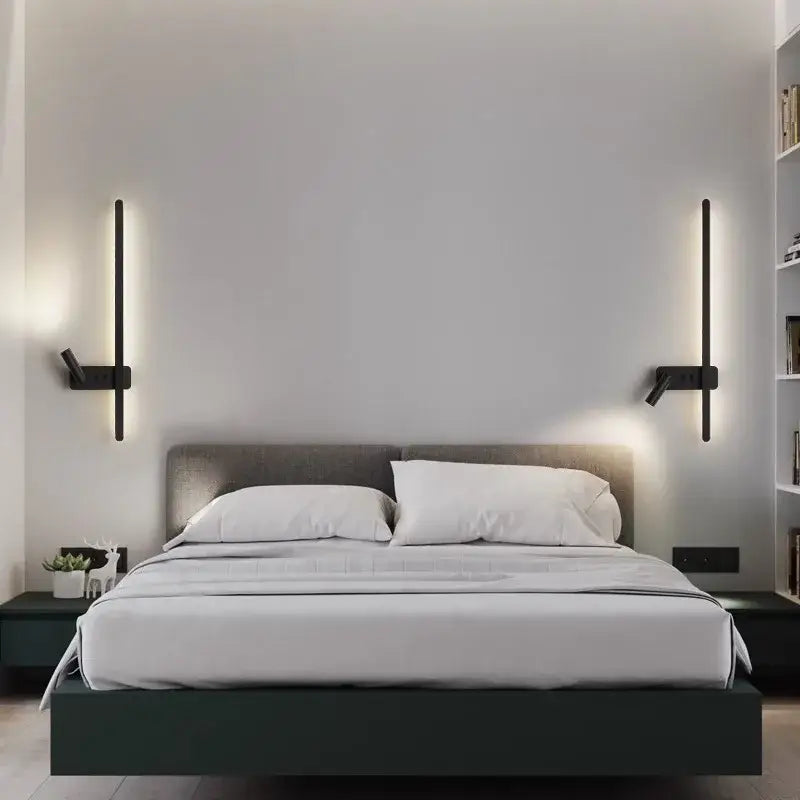 Modern black & white led wall sconce bedroom adjustable spotlight