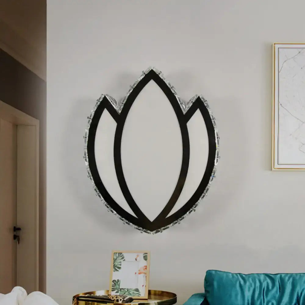 DecorBites™ White Lotus Petal LED Wall Sconce with Crystal Shade - Modern Warm/White Lighting