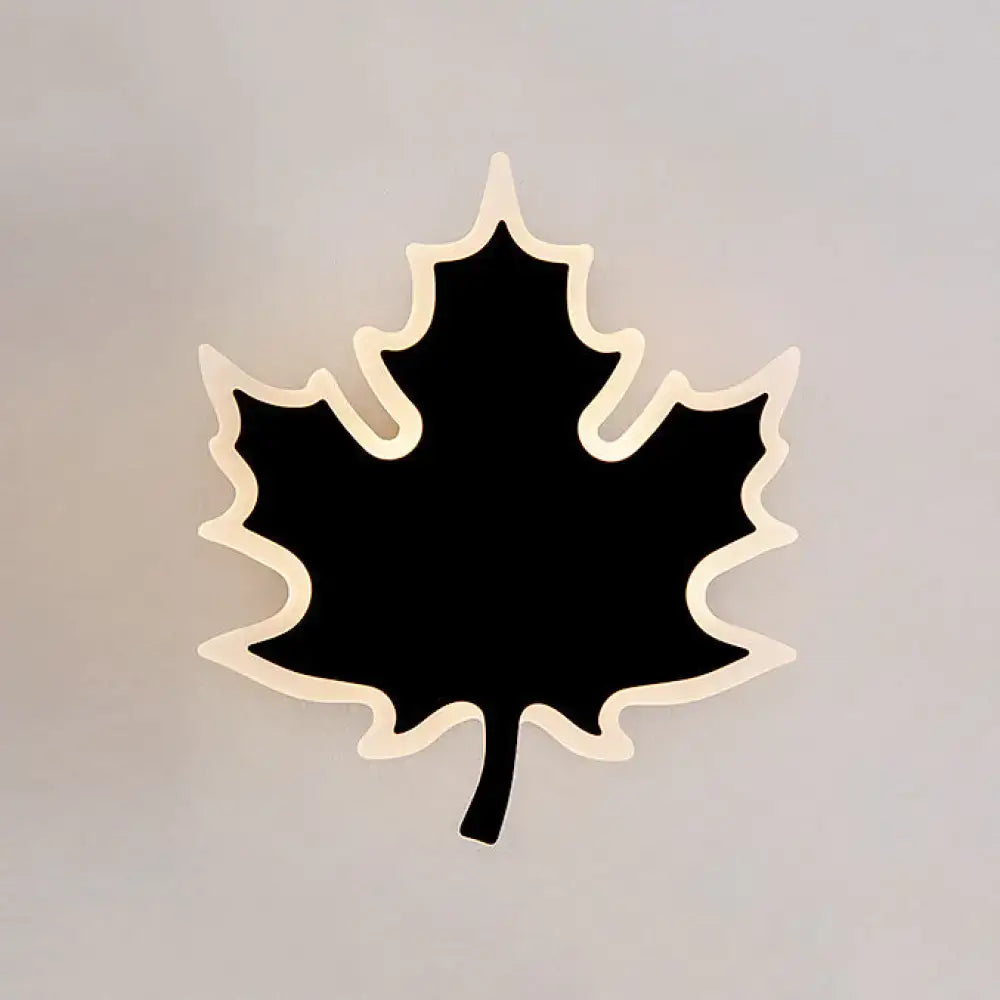 Modern black & white maple leaf sconce light bedroom wall decor