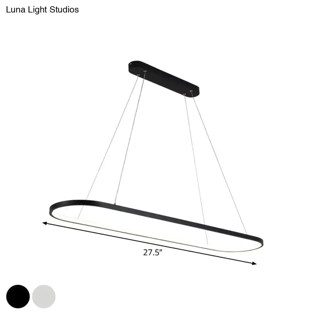 DecorBites™ Modern Oval Suspended LED Restaurant Island Light in Black/White: Stylish Metal Fixture