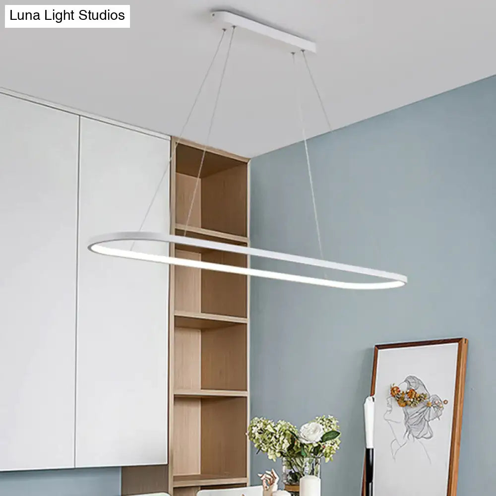 DecorBites™ Modern Oval Suspended LED Restaurant Island Light in Black/White: Stylish Metal Fixture